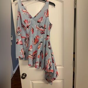 Lane Bryant Asymmetrical Floral Top - Blue and Red